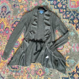 Simply Vera- Vera Wang Tiered Cardigan Sweater with Ribbon Tie